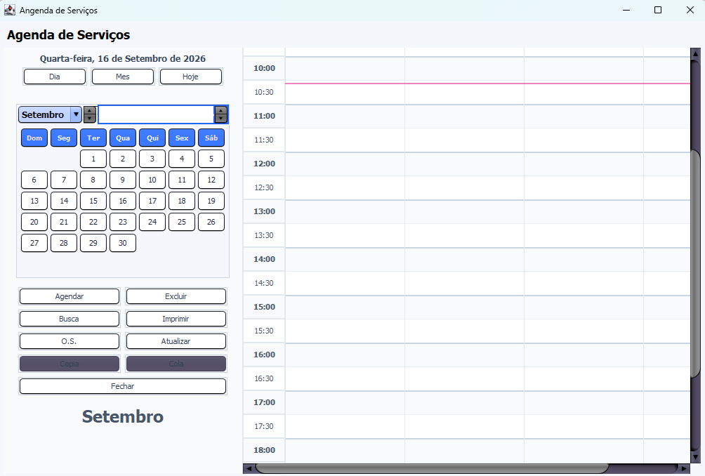 Tela de agenda do LusysTech Beauty